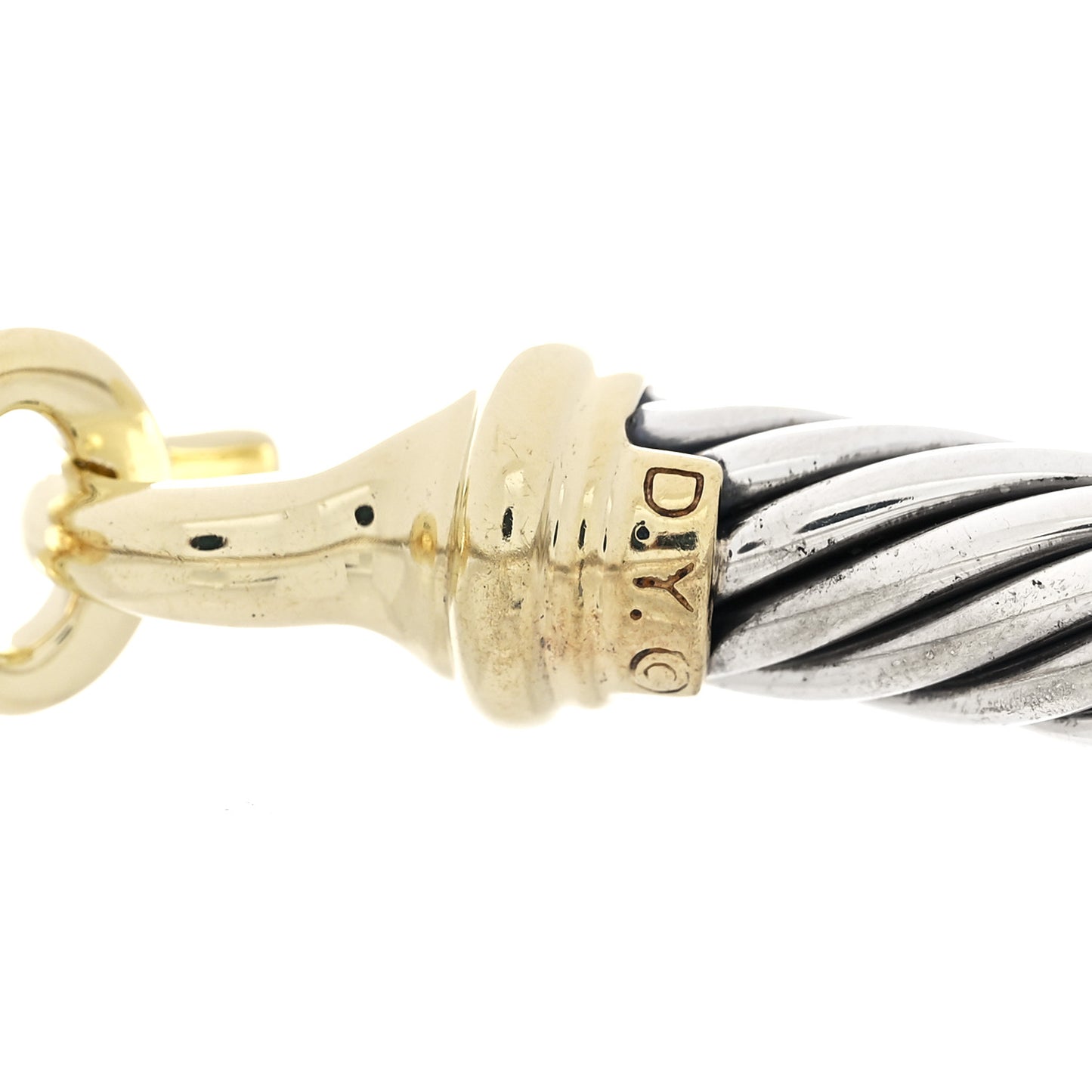 Sterling Silver 14K Yellow Gold 7mm Cable Classic Buckle Bracelet
