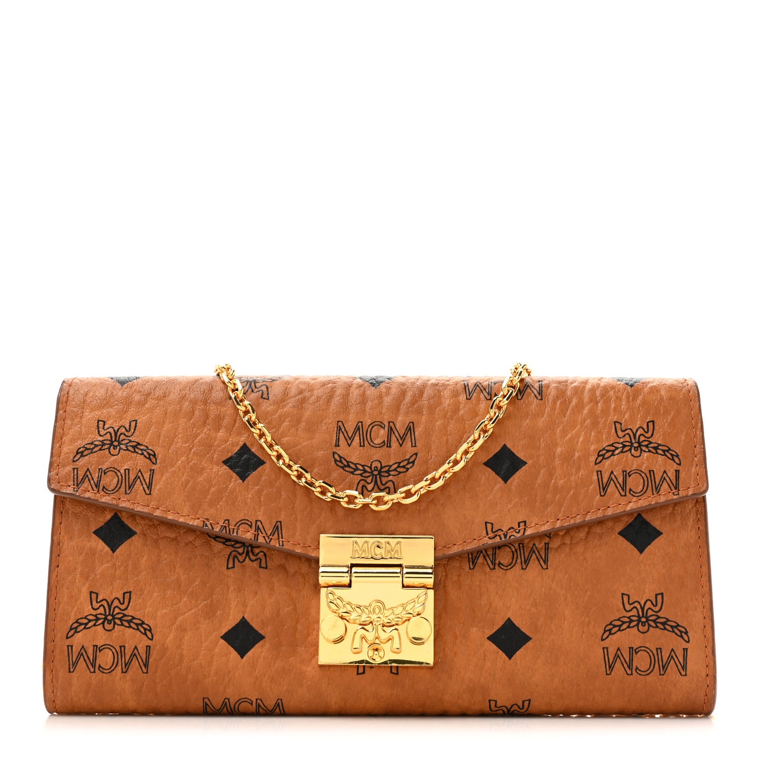 MCM Visetos Large Patricia Wallet On Chain Cognac 1 of 12