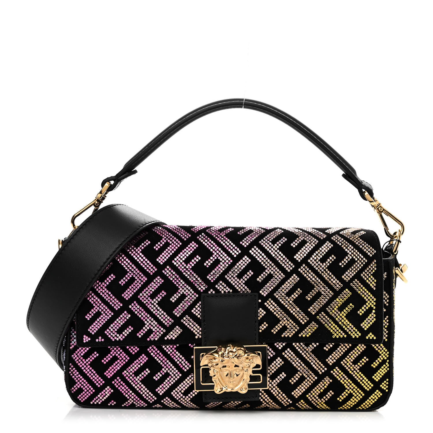 Fendi X VERSACE Calfskin Sequin Fendace FF Baguette Black Multicolor 1 of 11