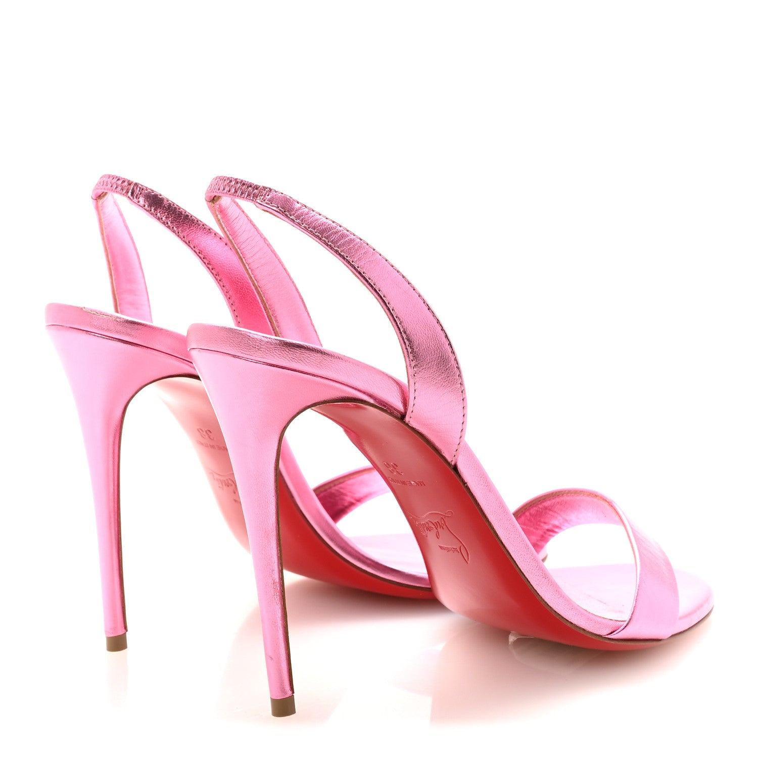 Christian Louboutin Kid Laminato O Marylin 100 Slingback Sandal