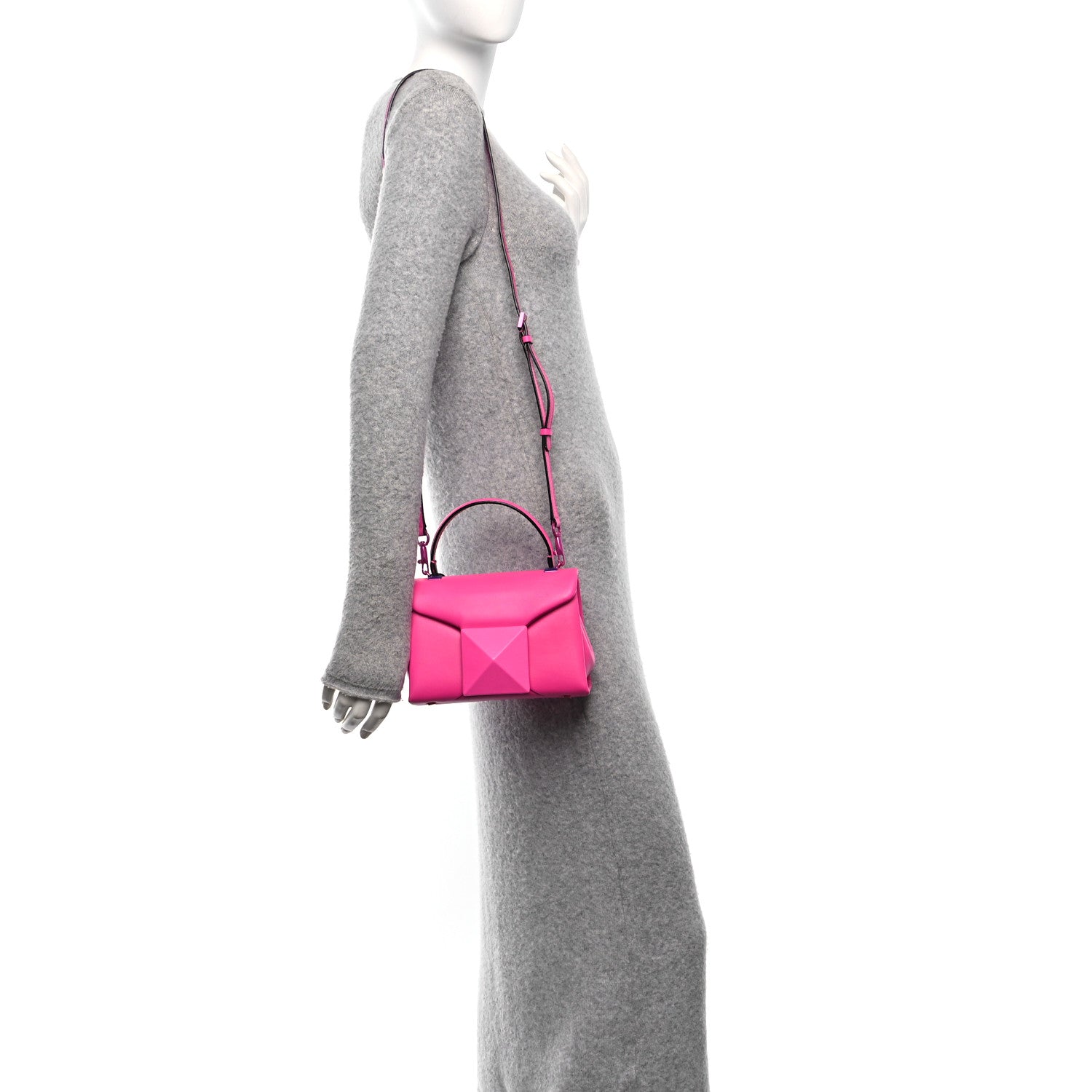 Valentino Garavani Nappa Tonal Monochrome Mini One Stud Top Handle Bag Pink PP 2 of 9