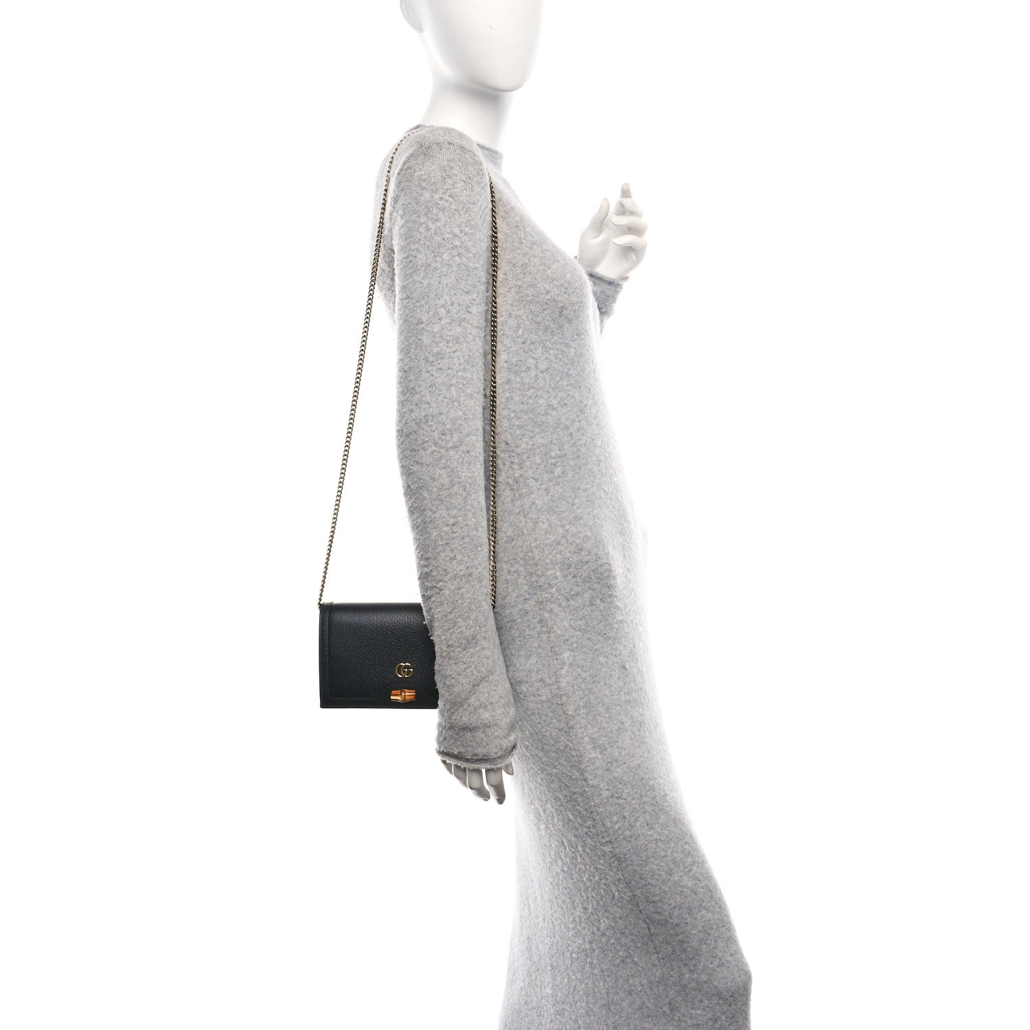 Gucci Dollar Pigprint Diana Chain Wallet Black 2 of 10