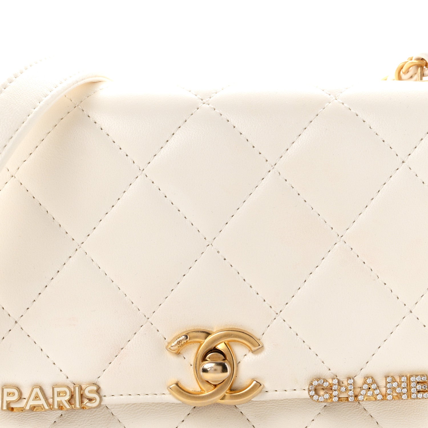 Chanel Lambskin Enamel Strass Quilted Mini Paris Monaco Flap White 8 of 10