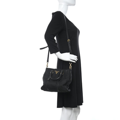 Prada Tessuto Nylon Soft Calfskin Tote Black 2 of 11