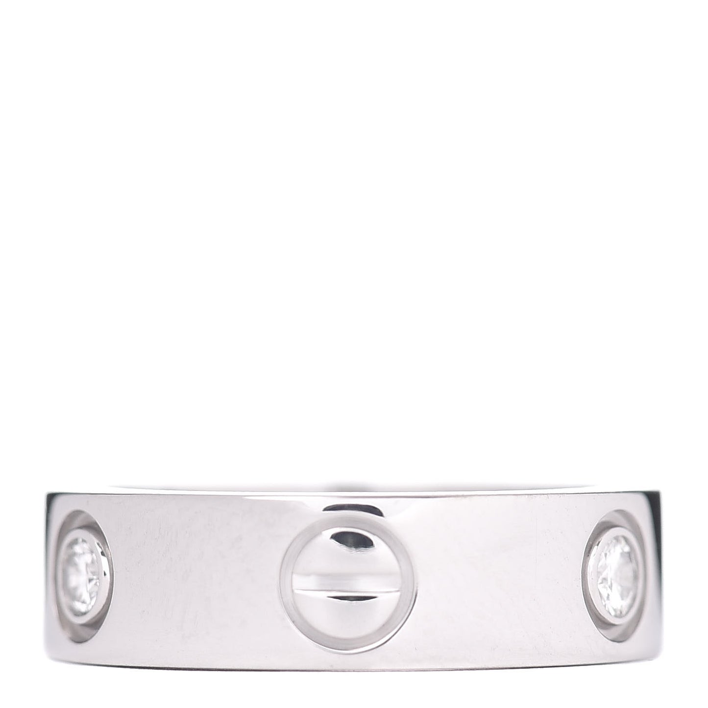 18K White Gold 3 Diamond 5.5mm LOVE Ring 51 5.75