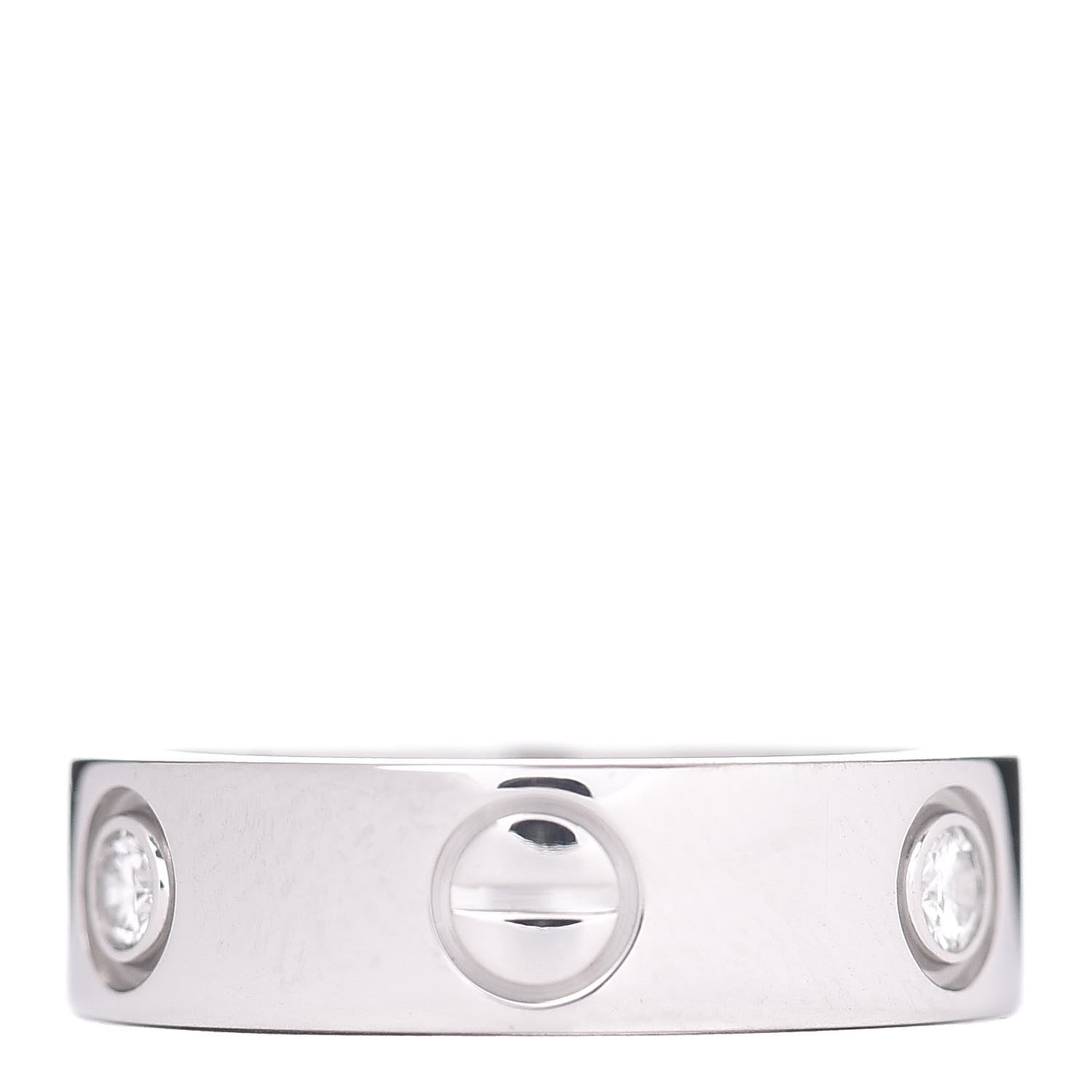 Cartier 18K White Gold 3 Diamond 5.5mm LOVE Ring 51 5.75 3 of 4