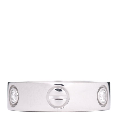 Cartier 18K White Gold 3 Diamond 5.5mm LOVE Ring 51 5.75 3 of 4