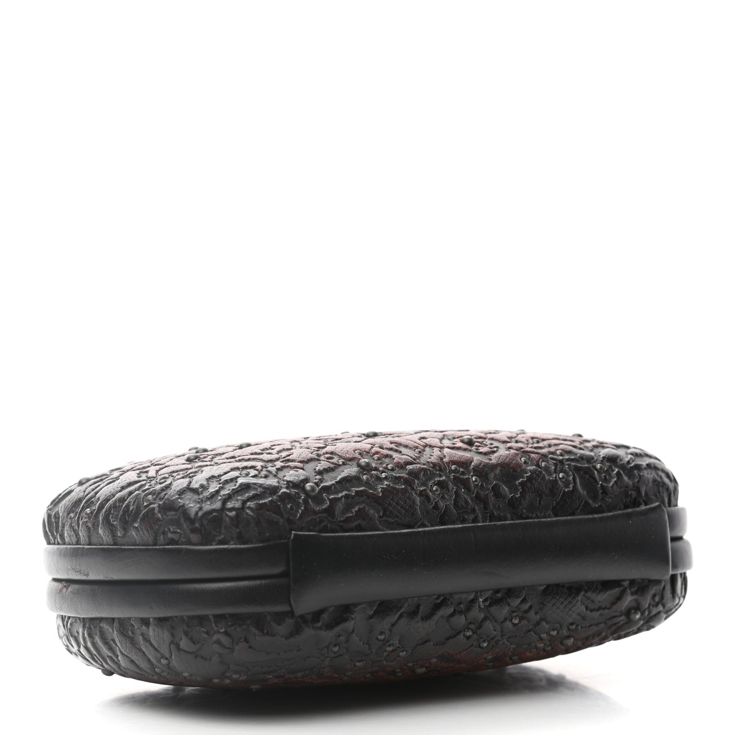 Calfskin Embossed Studded Knot Clutch Cioccolato