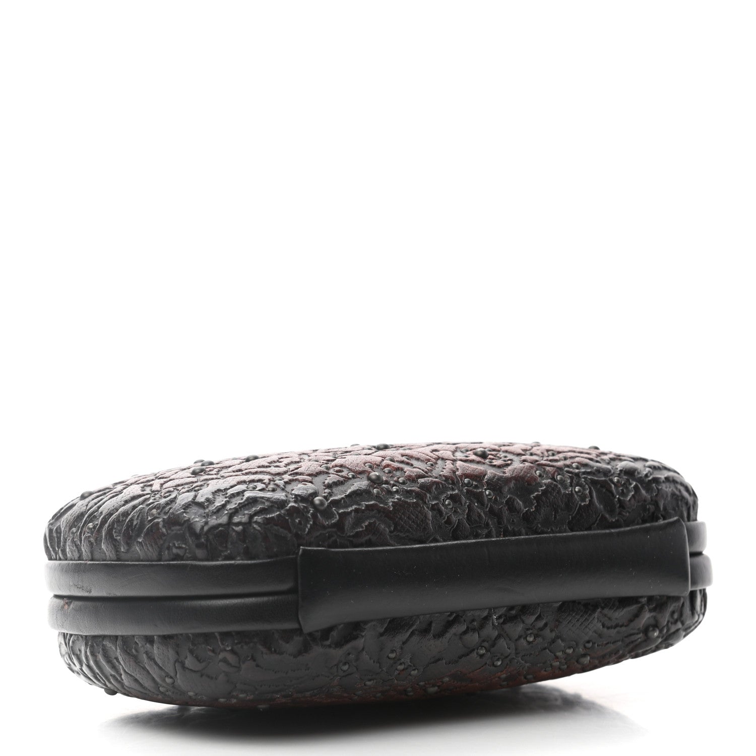Bottega Veneta Calfskin Embossed Studded Knot Clutch Cioccolato 4 of 6
