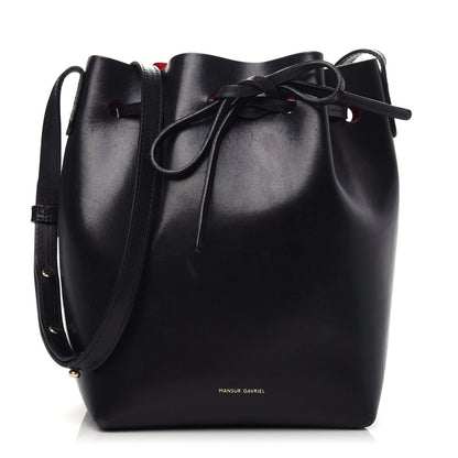 Mansur Gavriel Vegetable Tanned Calfskin Mini Bucket Bag Black Flamma 1 of 9