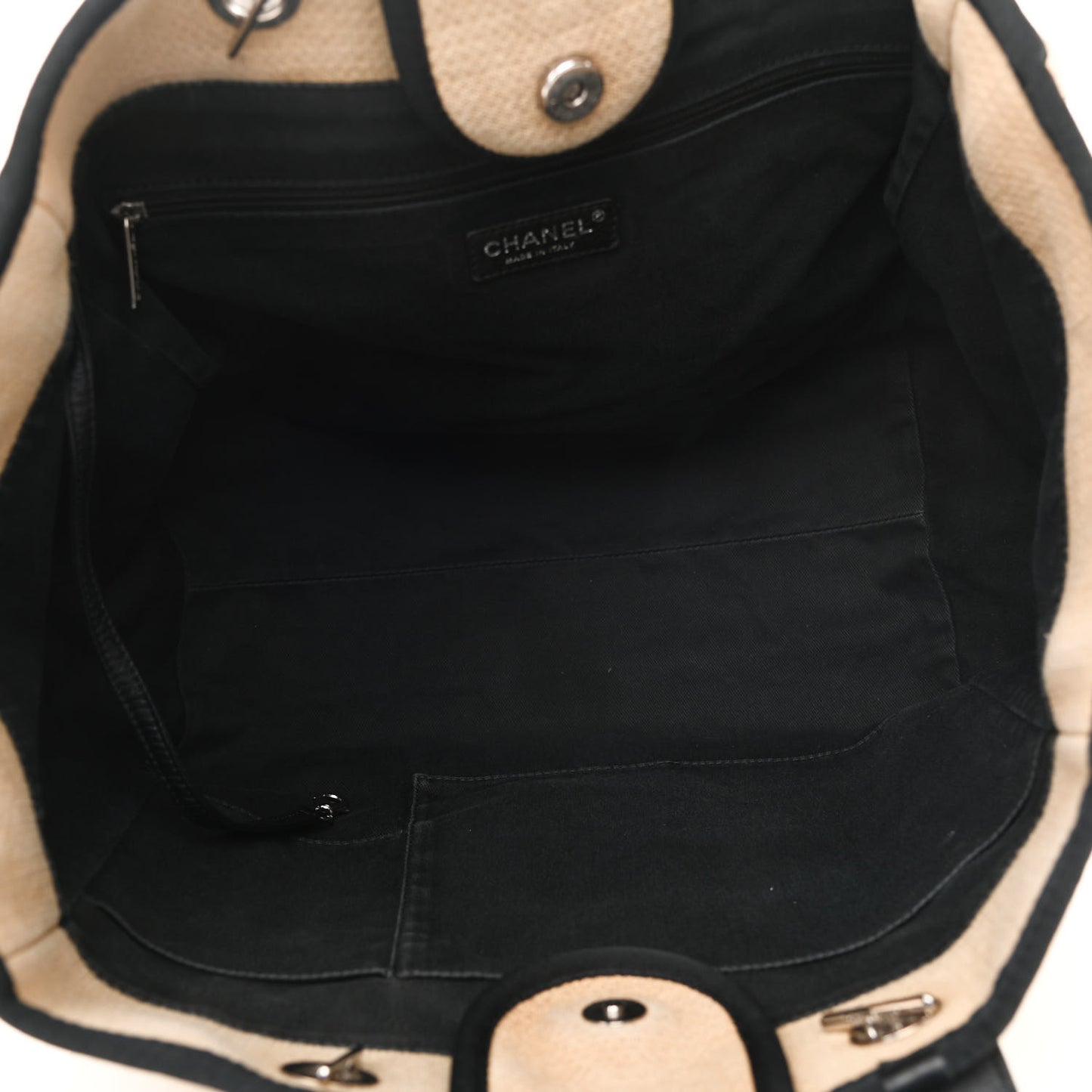 Canvas Medium Deauville Tote Beige Black