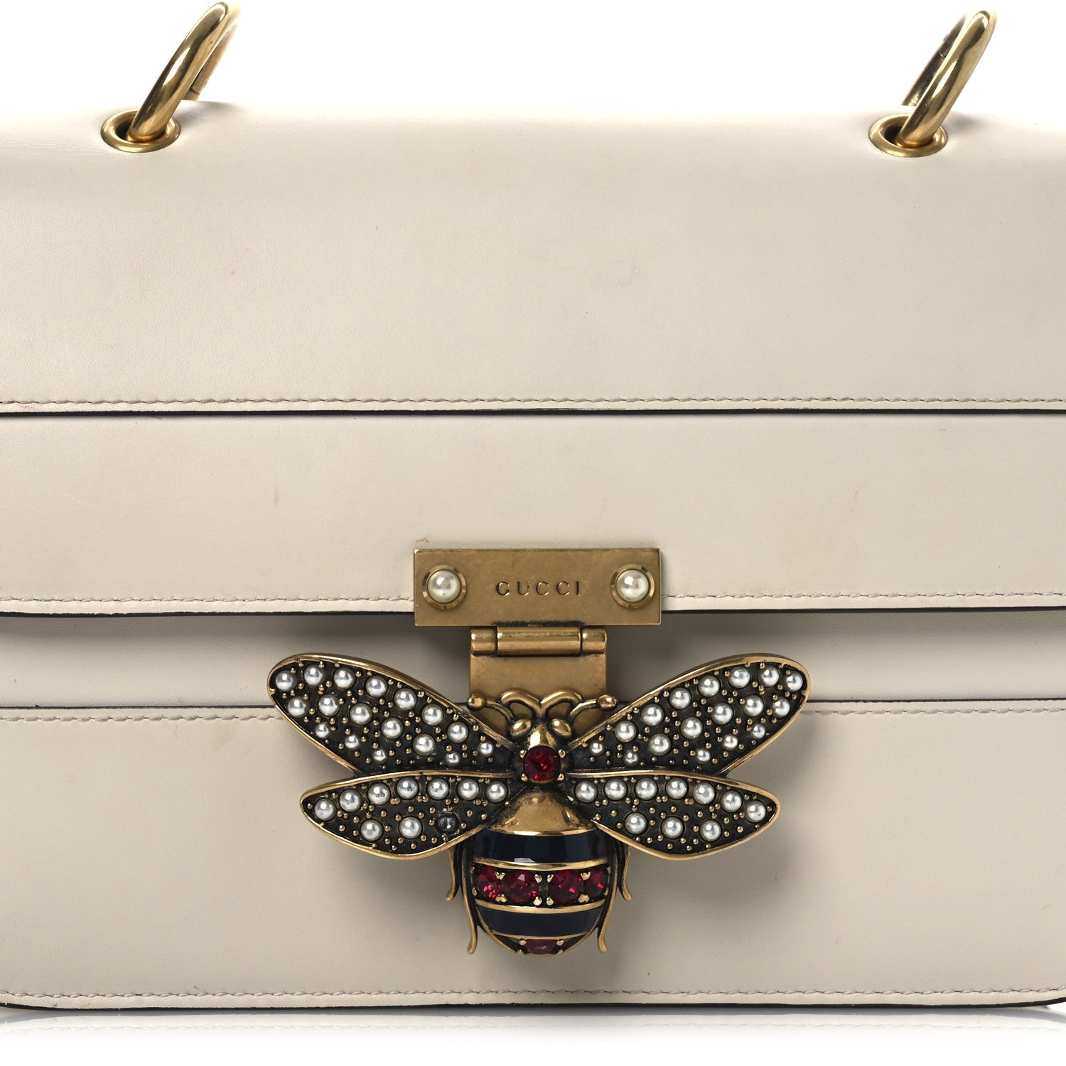 Gucci Calfskin Sylvie Web Queen Margaret Shoulder Bag White 8 of 14