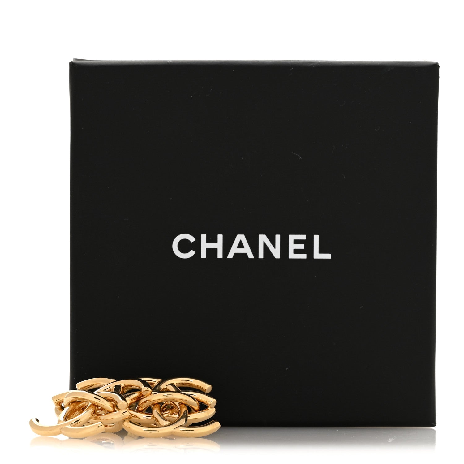Chanel Metal Double CC Interlock Earrings Gold 5 of 5