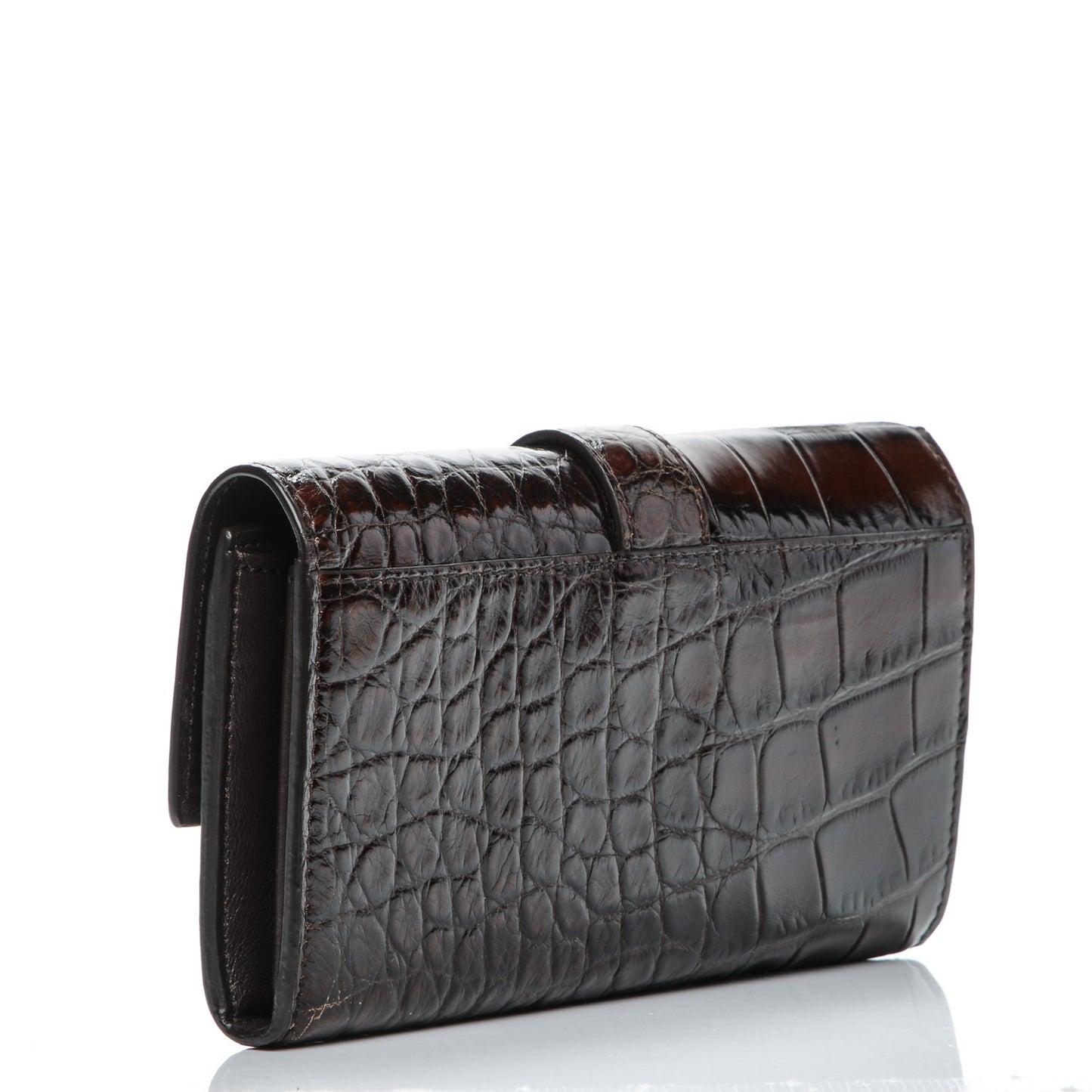 Crocodile Stirrup Continental Wallet Brown