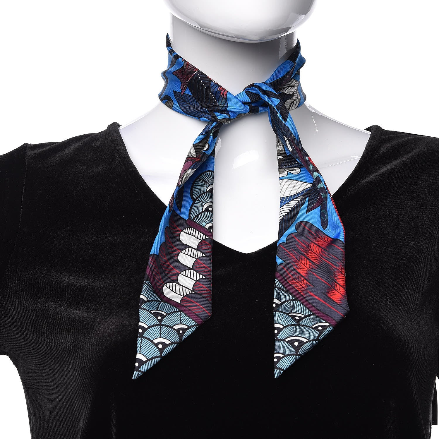 Hermes Silk Tree Of Song Twilly Cobalt Rouge 2 of 5