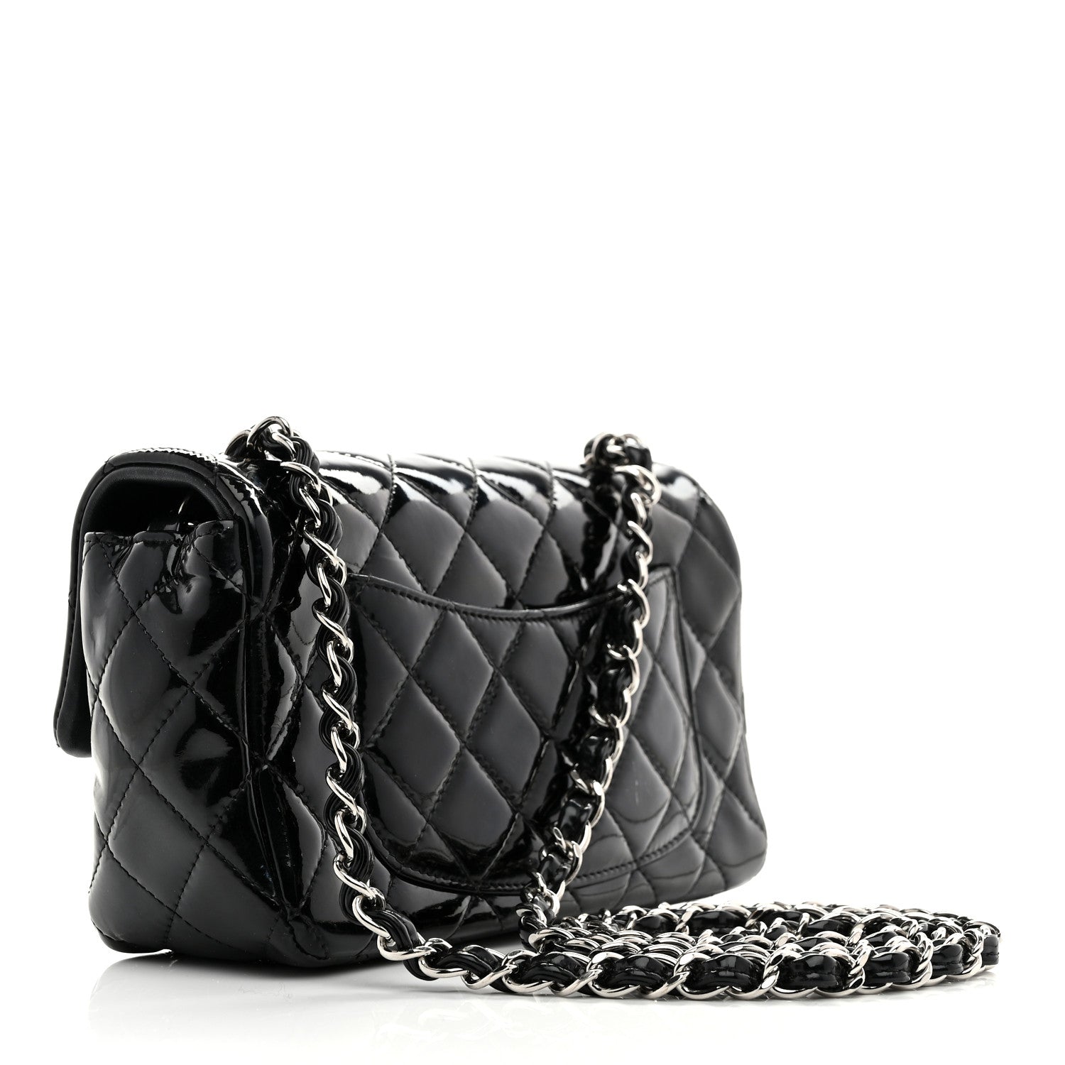 Chanel Patent Calfskin Quilted Mini Rectangular Flap Black 3 of 10