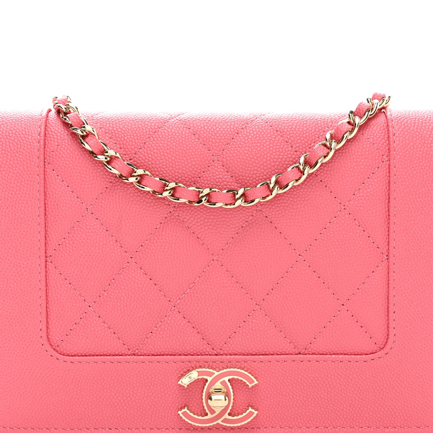 Chanel Caviar Quilted Vintage Mademoiselle Wallet On Chain WOC Dark Pink 9 of 11