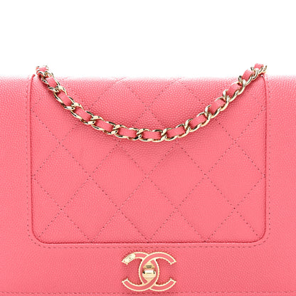 Chanel Caviar Quilted Vintage Mademoiselle Wallet On Chain WOC Dark Pink 9 of 11