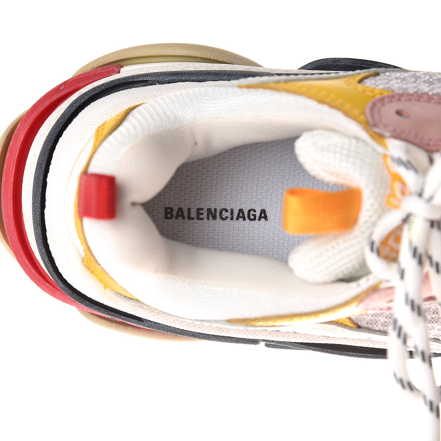 Balenciaga Mesh Nubuck Womens Triple S Sneakers 38 White Gris Jaune Rose 7 of 8