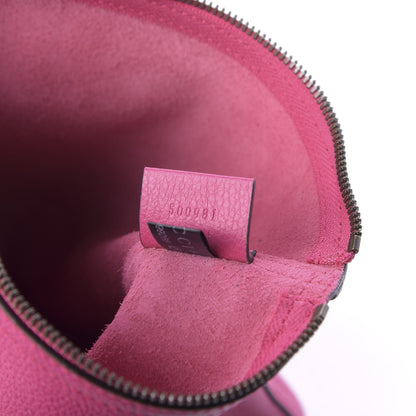 Gucci Pebbled Calfskin Medium Logo Portfolio Clutch Box Pink Green 9 of 11