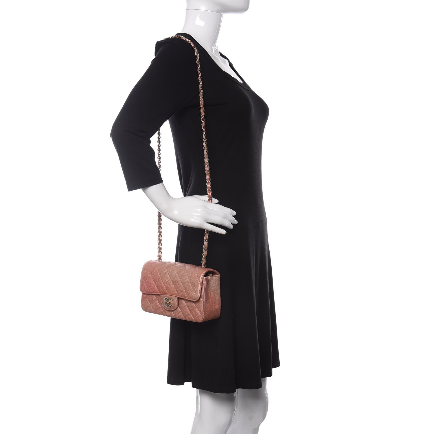 Chanel Metallic Lambskin Quilted Ombre Mini Rectangular Flap Pink 2 of 11