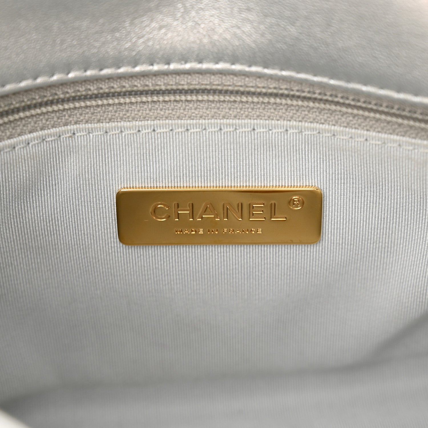 Chanel Metallic Goatskin Quilted Medium Chanel 19 Flap Silver 6 of 10