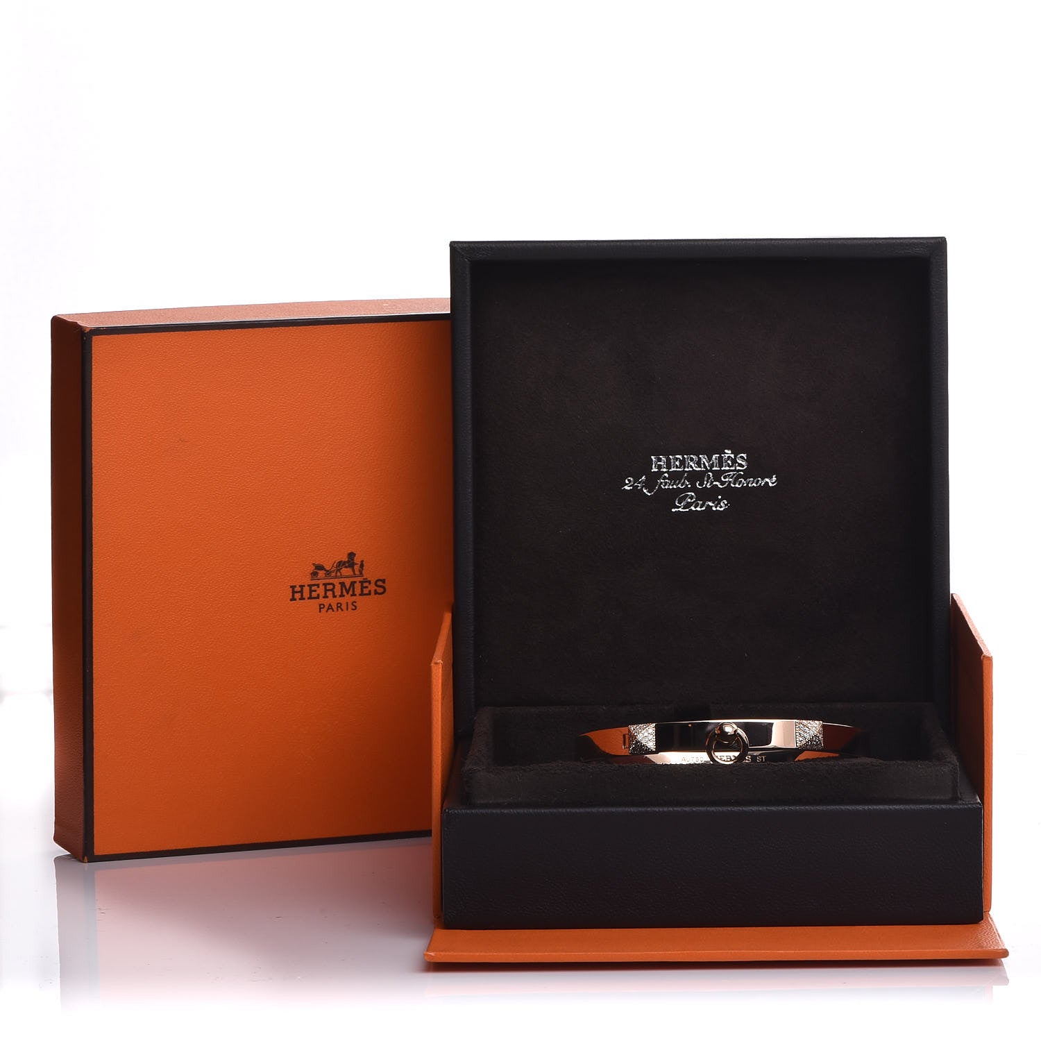 Hermes 18K Rose Gold Diamond PM Collier De Chien Bracelet ST 6 of 6