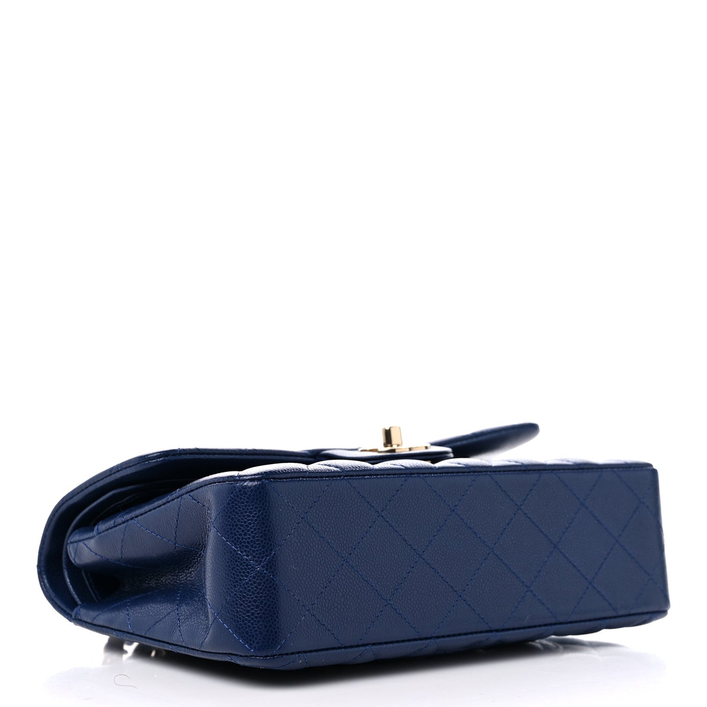 Caviar Quilted Small Double Flap Navy