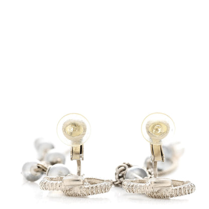 Chanel Metal Chain Pearl CC Drop Clip On Earrings Silver 3 of 4