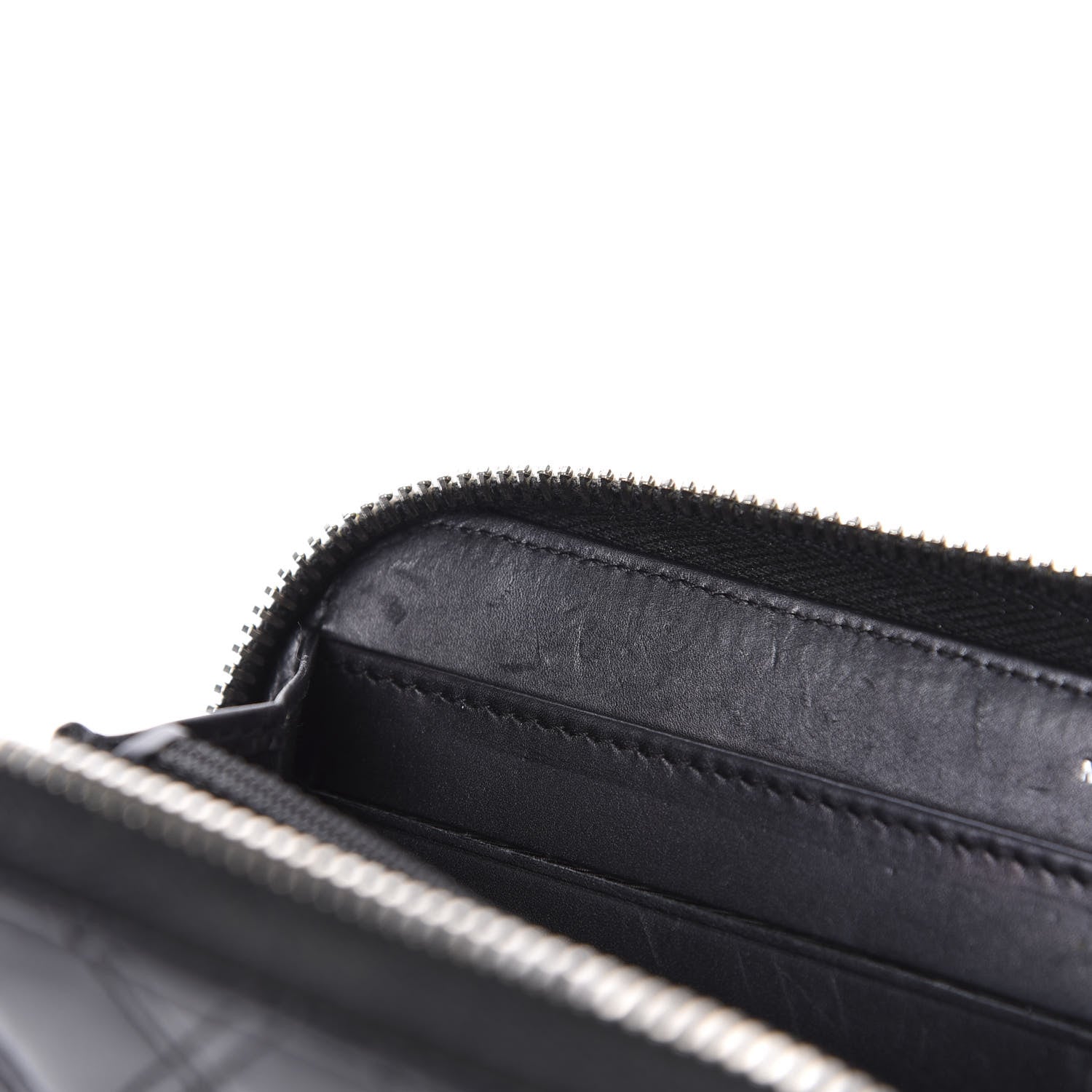 Chanel Lambskin Double Stitch Quilted Large Gusset Zip Around Wallet Black 17 of 19