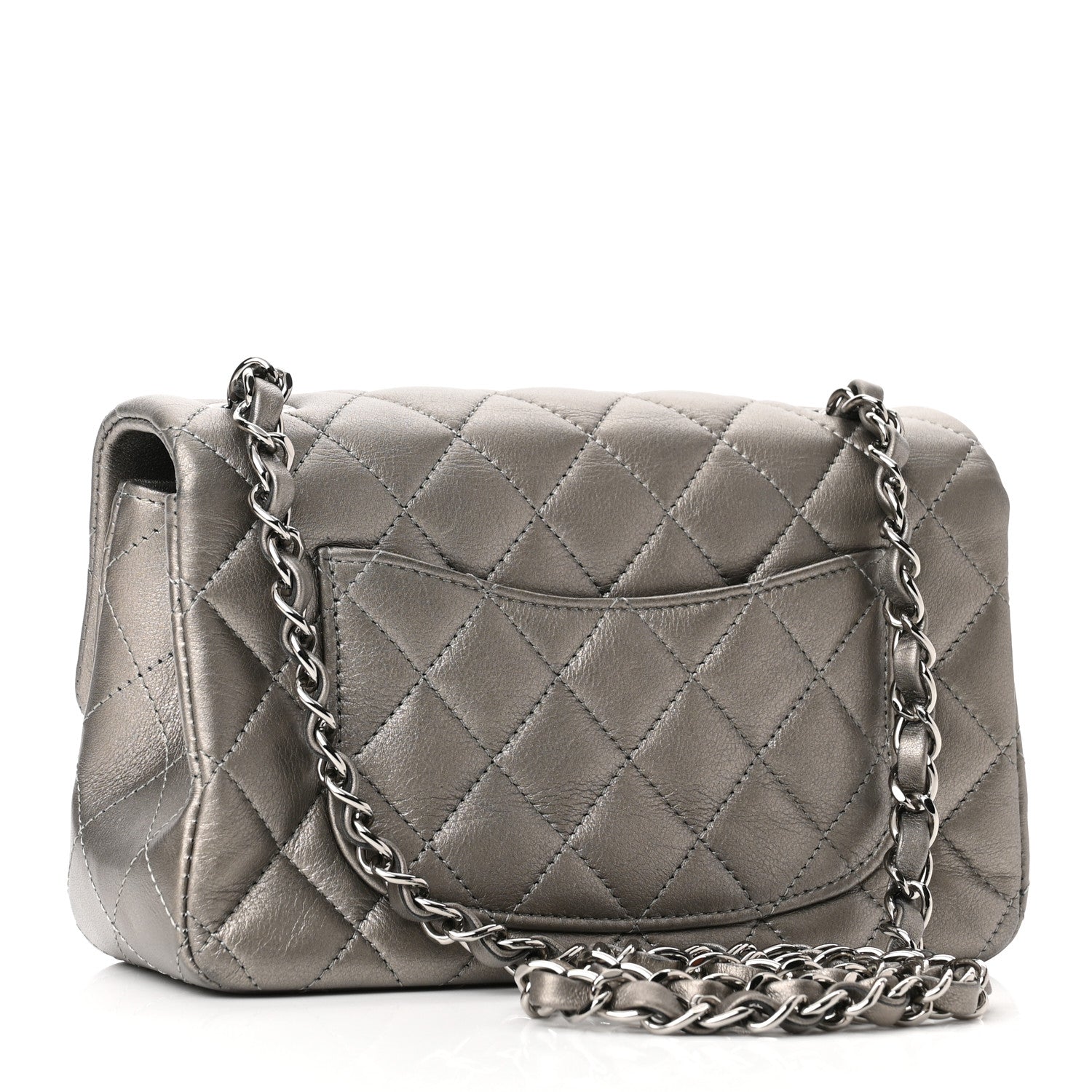 Chanel Metallic Calfskin Quilted Mini Rectangular Flap Ruthenium 3 of 10
