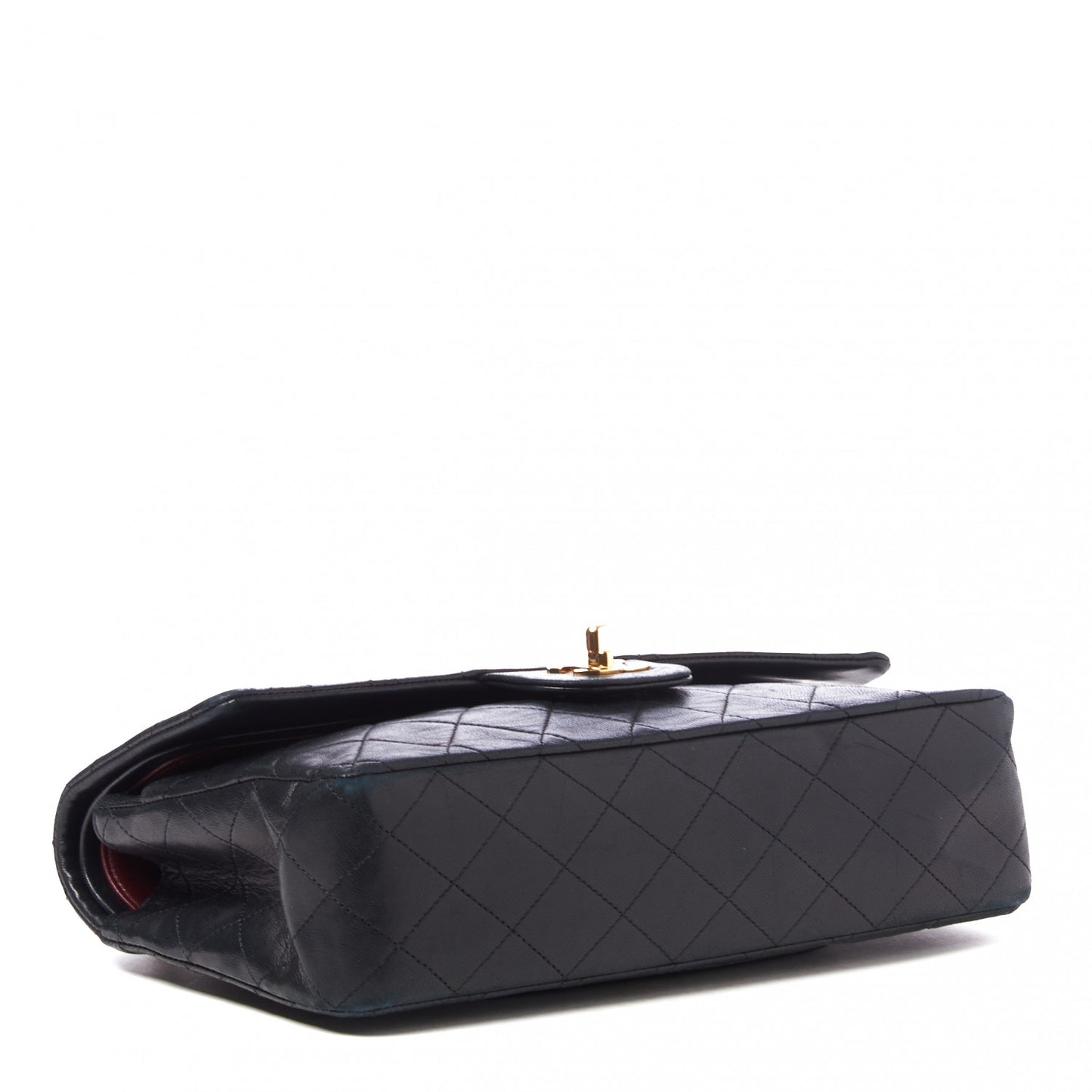 Lambskin Quilted Medium Double Flap Black