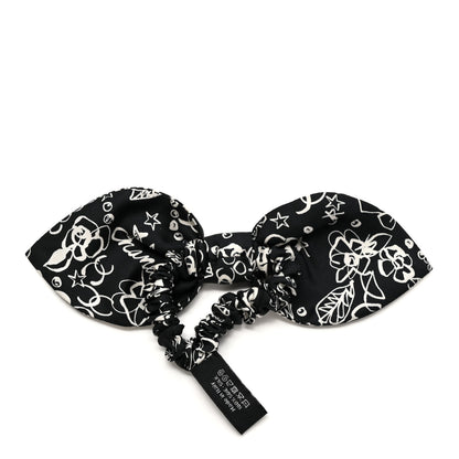Chanel Silk Twill CC Scarf Hair Tie Black White 2 of 3