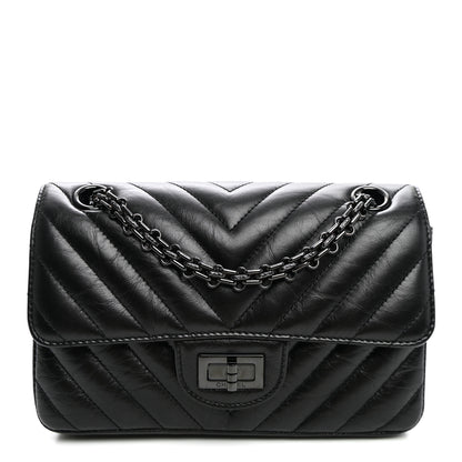 Chanel Aged Calfskin Chevron Quilted 2.55 Reissue Mini Flap So Black 1 of 10