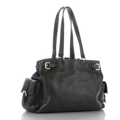 Prada Vitello Daino Side Pocket Tote Black 4 of 9