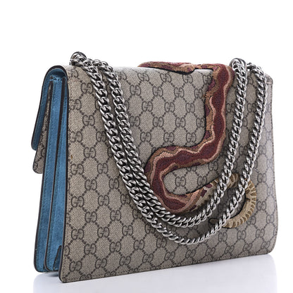 Gucci GG Supreme Monogram Bee Snake Embroidered Medium Dionysus Shoulder Bag Blue 3 of 10