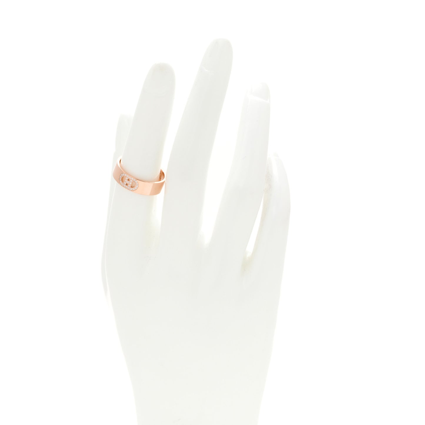 18K Rose Gold Diamond PM H D'Ancre Ring 54 7