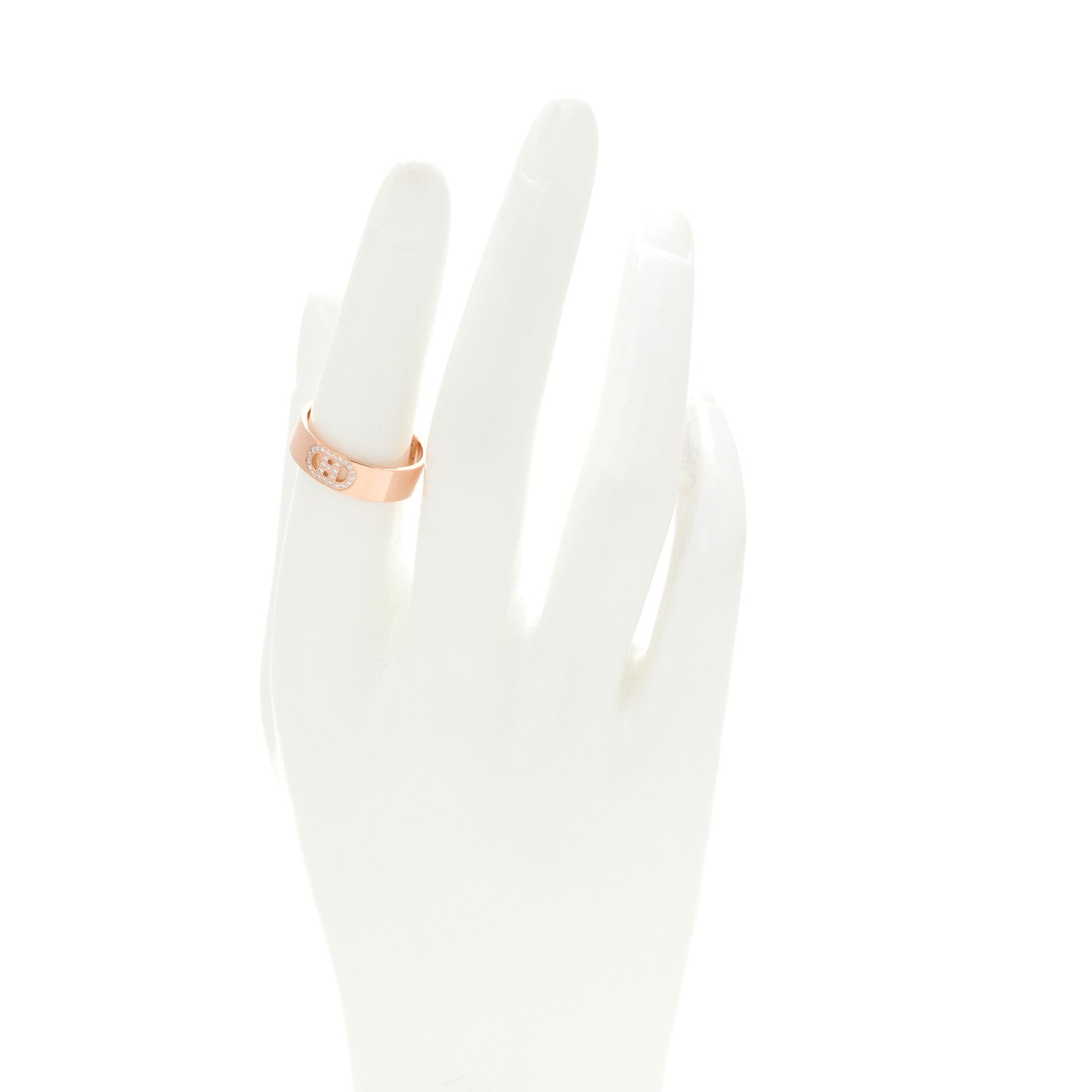 Hermes 18K Rose Gold Diamond PM H D'Ancre Ring 54 7 2 of 5