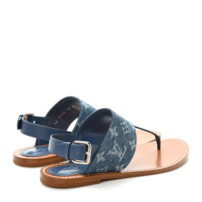 Louis Vuitton Monogram Denim Starboard Flat Thong Sandal 39 Blue 4 of 8