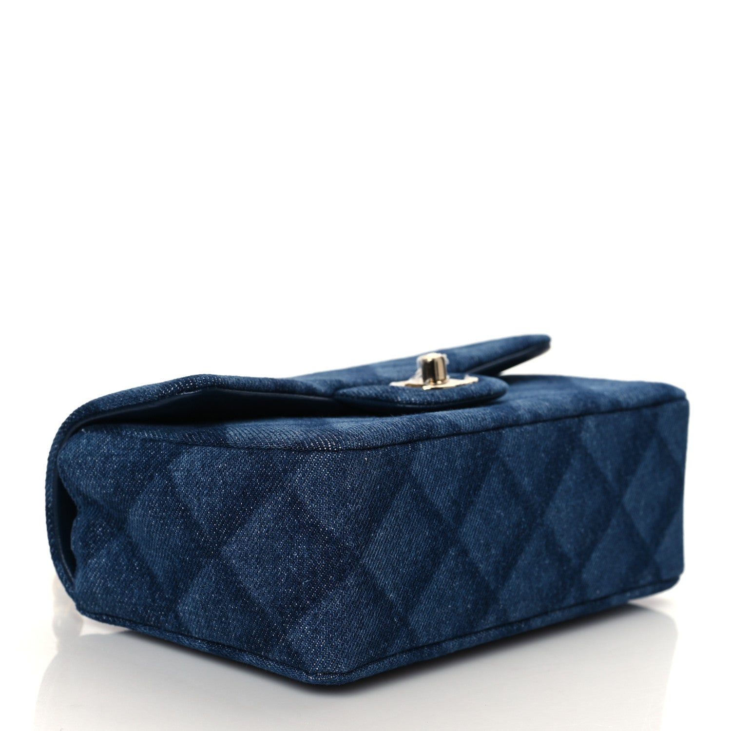 Chanel Printed Denim Quilted Mini Rectangular Flap Dark Blue 4 of 11