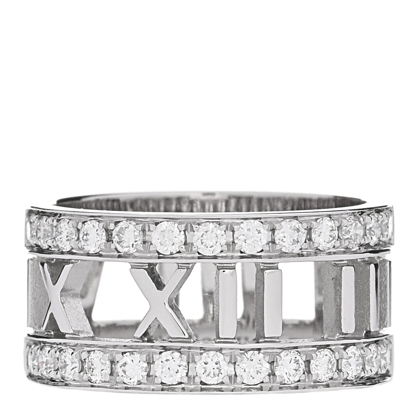 18K White Gold Diamond Wide Atlas Open Ring 49 5