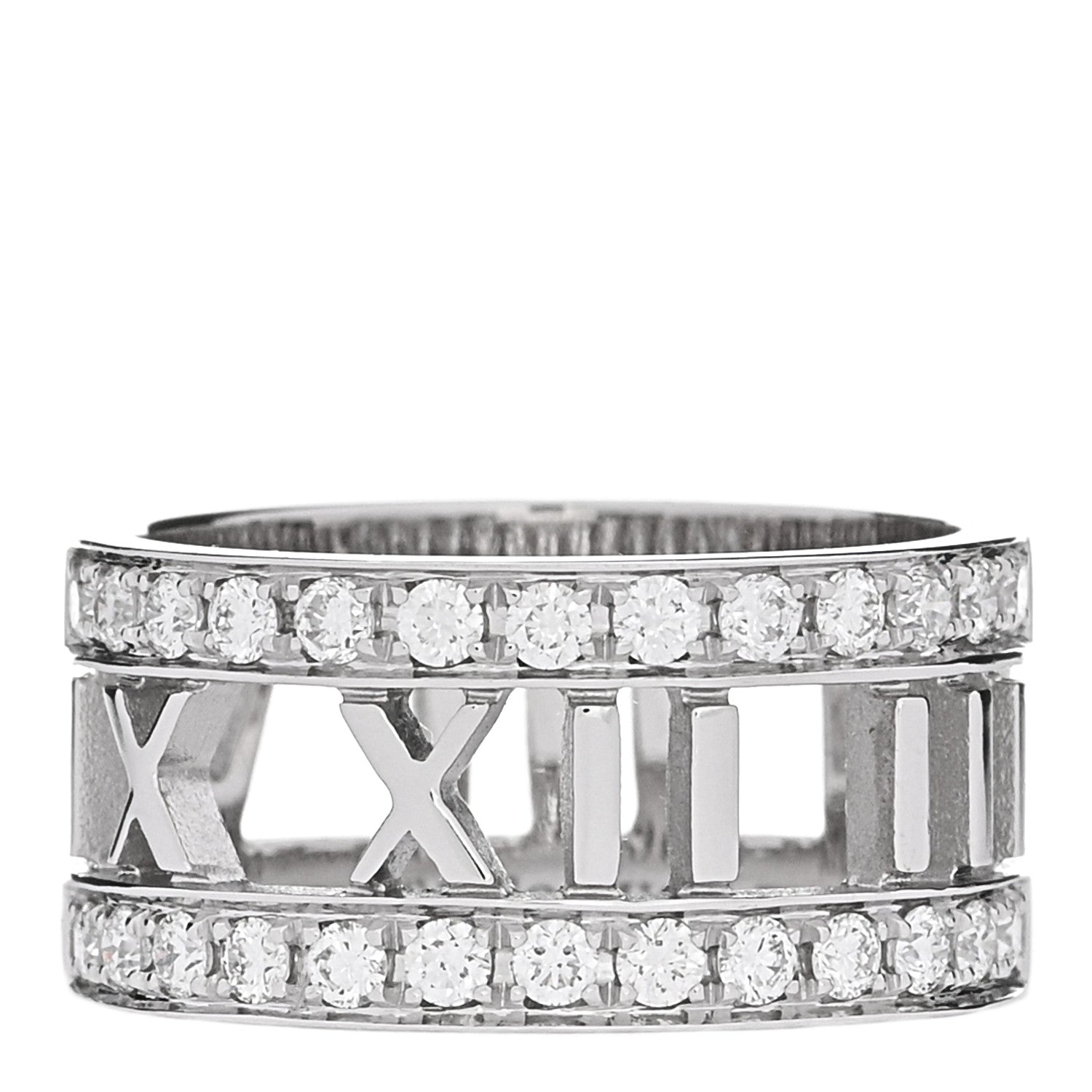 Tiffany 18K White Gold Diamond Wide Atlas Open Ring 49 5 1 of 5