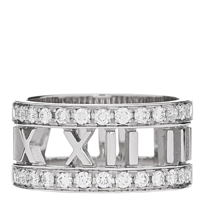 Tiffany 18K White Gold Diamond Wide Atlas Open Ring 49 5 1 of 5