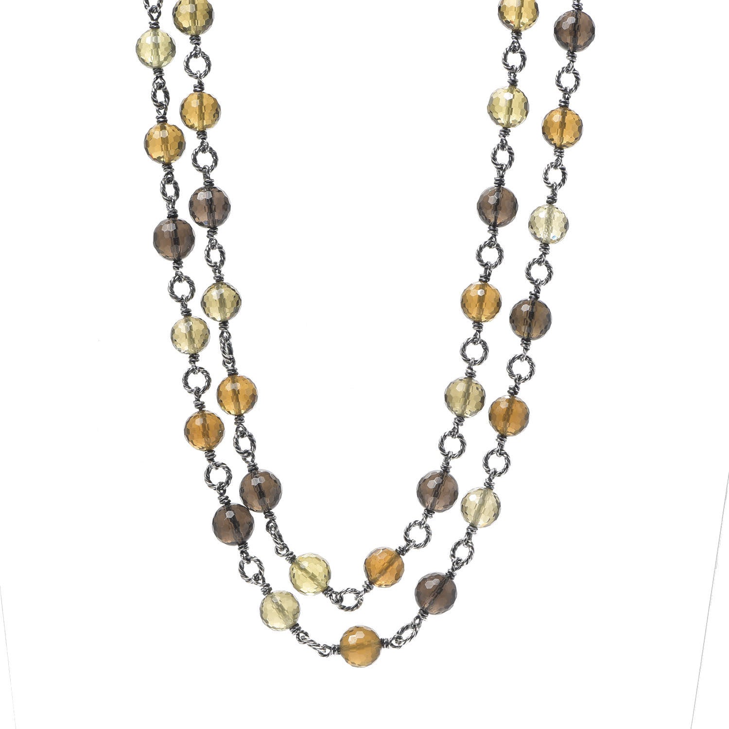 David Yurman Sterling Silver Citrine Smoky Quartz Prasiolite Bijoux Necklace 1 of 4