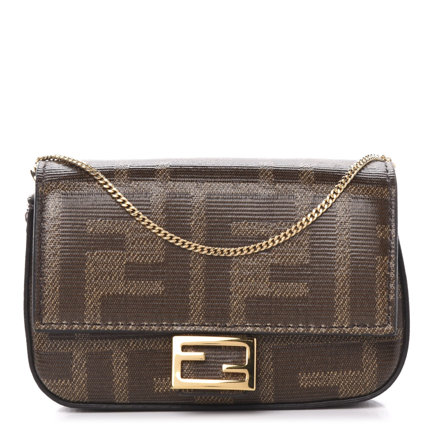 Glazed Fabric FF 1974 Nano Baguette Belt Charm Mogano Panna