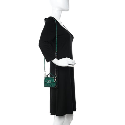 Valentino Garavani Crystal Embroidered Micro Vsling Top Handle Bag Emerald 2 of 16