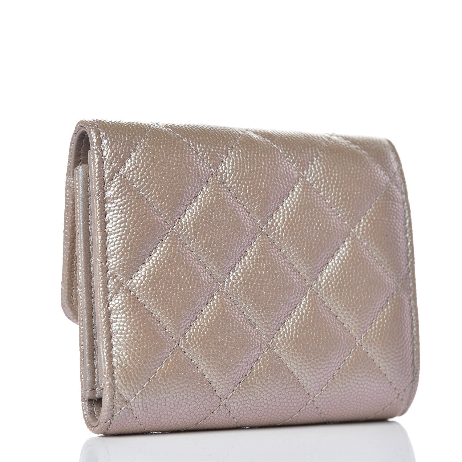 Chanel Iridescent Caviar Quilted Small Flap Wallet Beige 3 of 9