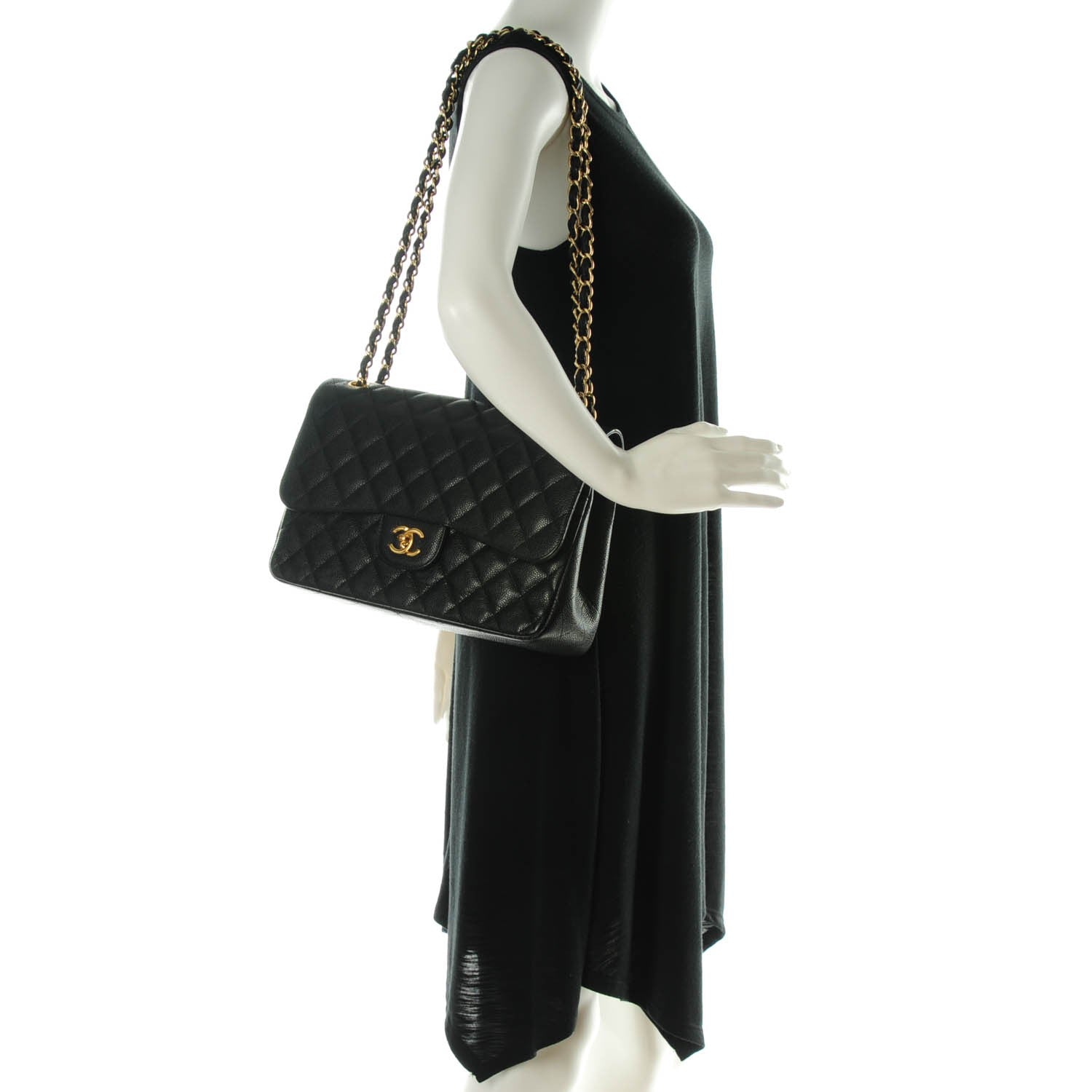 Chanel Caviar Quilted Jumbo Double Flap Black 2 of 7