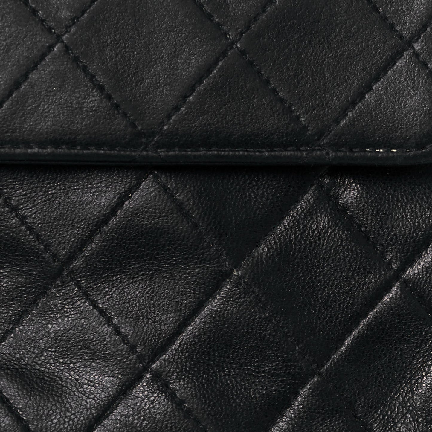 Lambskin Quilted Medium Double Flap Black
