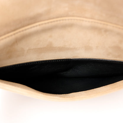 Saint Laurent Suede Matelasse Chevron Monogram Medium Sulpice Beige 6 of 11